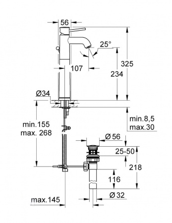 Фото смеситель для раковины grohe bauclassic 32868000