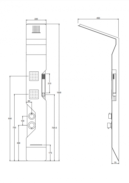 Фото душевая панель с гидромассажем taliente a05 ta-g-a05b/bb+s