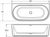 Фото акриловая ванна riho desire back2wall 180x84 см b089001005