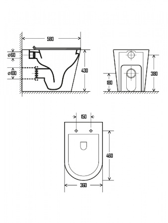 Фото унитаз приставной aquame c сиденьем softclose 58 см aqm3001