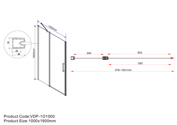 Фото душевая дверь vincea orta 100 см vpp-1o100cl