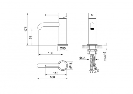 Фото смеситель для раковины акватек европа aq1310bgm,цвет: сталь