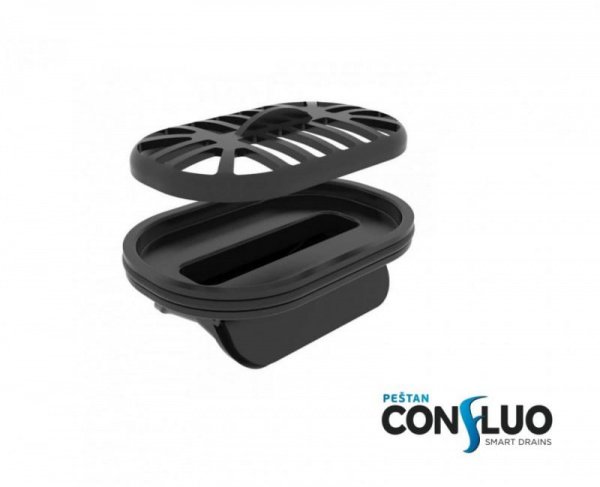 Фото трап линейный с решеткой pestan confluo premium line black glass gold 45 см 13100114