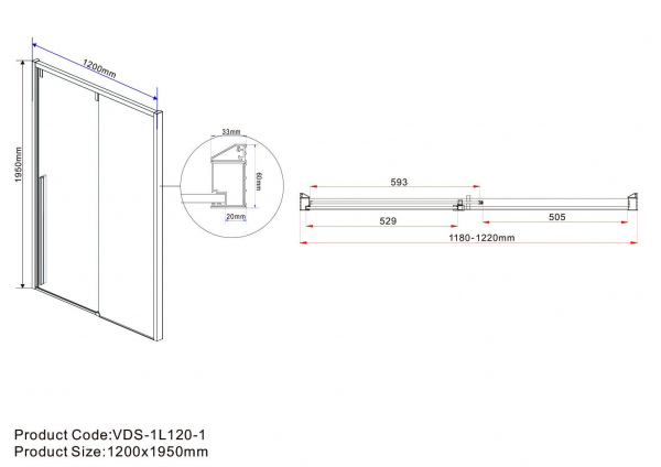 Фото душевая дверь vincea lugano 120 см vds-1l120cgb-1