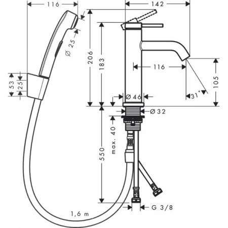Фото смеситель для раковины hansgrohe tecturis s 73211000