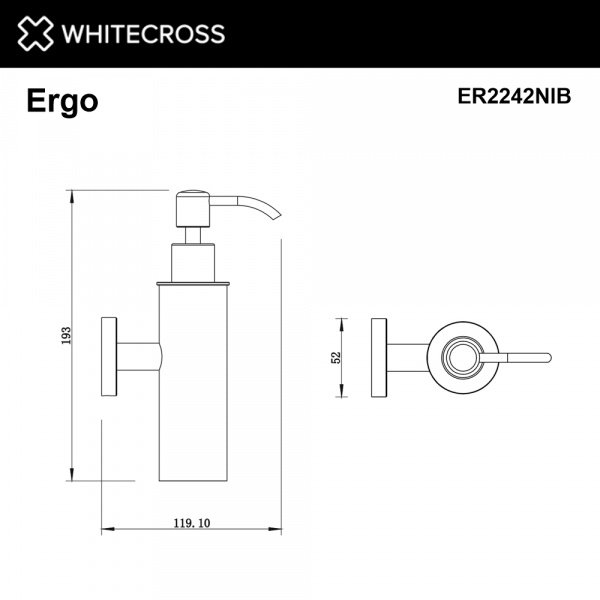 Фото дозаторы для жидкого мыла whitecross ergo er2242nib, цвет: никель брашированный