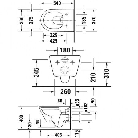 Фото унитаз подвесной безободковый duravit d-neo 54 см 2577090000