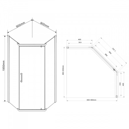 Фото душевой уголок vincea stresa 90x90 см vsp-1s900cl