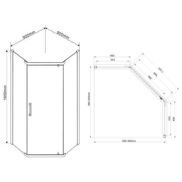 Фото душевой уголок vincea stresa 90x90 см vsp-1s900cl