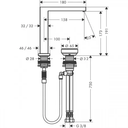 Фото смеситель для раковины hansgrohe tecturis e 73053140