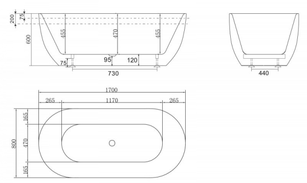 Фото акриловая ванна belbagno bb70-1700-800-w/nm 170x80 см