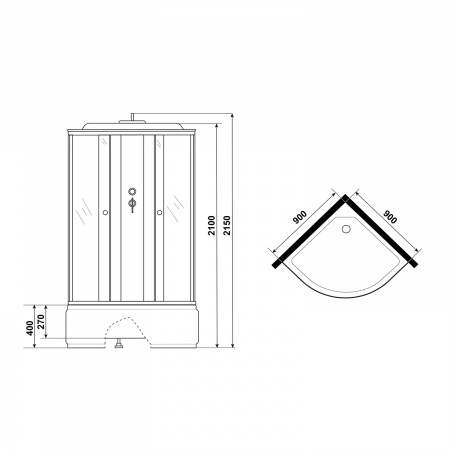 Фото душевая кабина loranto 90x90 см cs-986тм/g