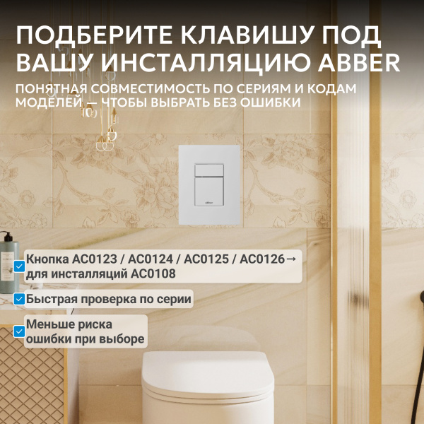 Фото клавиша смыва abber ac0123mw белая матовая