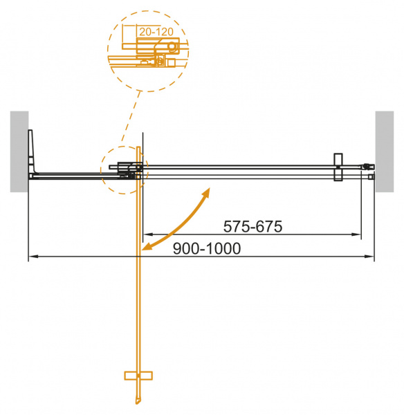 Фото душевая дверь cezares slider slider-b-1-90/100-c-nero 90 см
