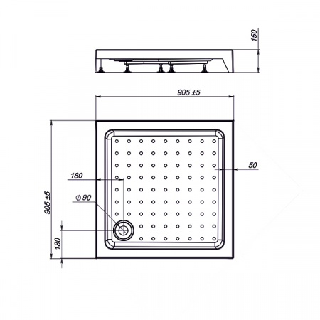 Фото поддон vincea 90x90 см vst-3as-9090