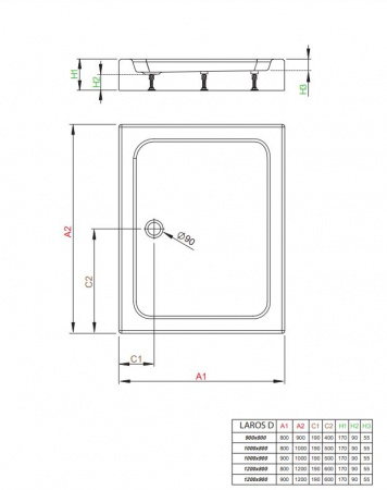Фото поддон акриловый radaway laros d compact 80x100 см sld81017-01