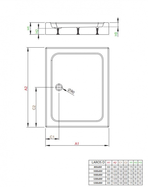 Фото поддон акриловый radaway laros d compact 80x100 см sld81017-01
