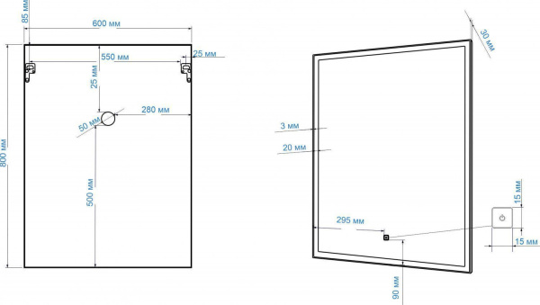Фото зеркало art&max arezzo 60 см am-are-600-800-ds-fc