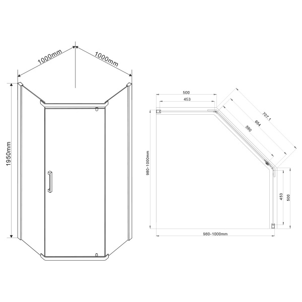 Фото душевой уголок vincea stresa 100x100 см vsp-1s100clb