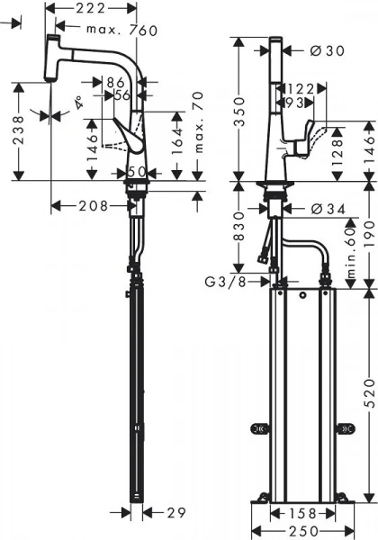 Фото смеситель для кухонной мойки hansgrohe metris select 73802000