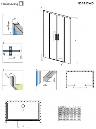 Фото душевая дверь radaway idea dwd 150 см 387125-01-01