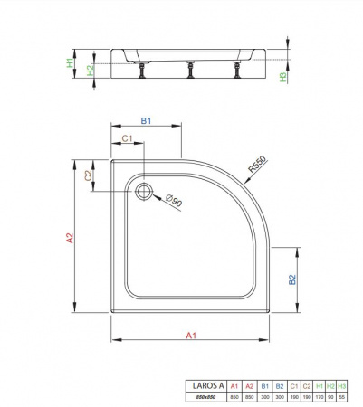 Фото поддон акриловый radaway laros a compact 85 см sla8585-01