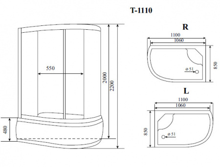 Фото душевая кабина timo comfort t-1110 r 110x85 см