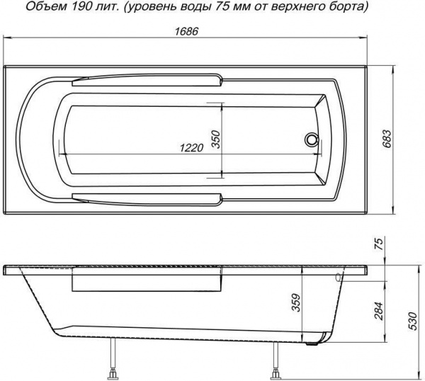 Фото акриловая ванна aquanet extra 170x70 см 203931